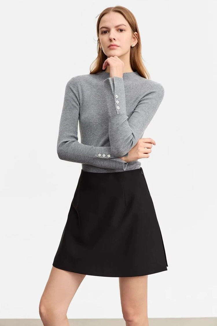 Gonne casual semplici da donna, stile coreano, a vita alta, per l'ufficio, da pendolare, a trapezio, tinta unita, abbinabili a tutto, gonne femminili