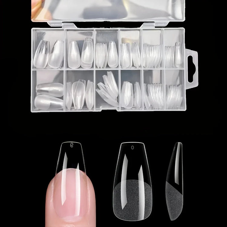120Pcs Full Cover Press On Nail Tips Stiletto Almond Square Coffin French False Fake Soak Off Gel Nail Extension Tips Capsule Nail Tips