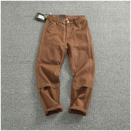 2025 Spring and Autumn New American Retro Heavyweight Patchwork Cargo Pants Men's Fashion Multi-pocket Casual Loose Trousers