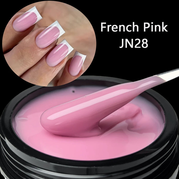 Jillnails 50g Nude Pink Builder Nail Gel French Pink Nails UV LED Self Leveling Sculpting Gel Nails Shape Building Extension