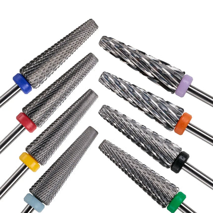 HYTOOS 24mm Super Long 5 in 1 Nail Drill Bits Two-Way Cross Manicure Carbide Burr Electric Grinding Accessories