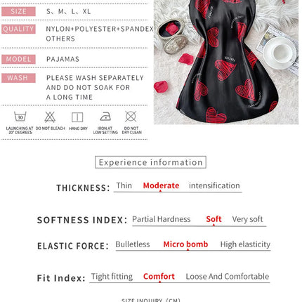 Camicia da notte sottoveste in raso con stampa labbra rosse per San Valentino, mini abito da notte senza schienale con scollo a V, abiti da notte da donna