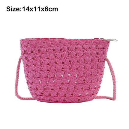 Fashionable Shell-Shaped Straw Bag, Handmade, Summer Beach Bag, Shoulder Bags for Children