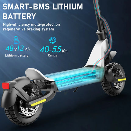 Monopattino Elettrico Pieghevole per Adulti ALNSOOR X5S, Doppio Motore 1000W * 2, Batteria 48V18.2AH, Pneumatici da 10 Pollici, E-Mountain Scooter