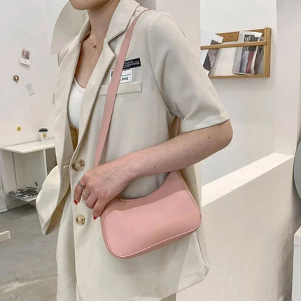 New Women's Fashion Handbags Retro Solid Color PU Leather Shoulder Underarm Bag Casual Women Hobos Handbags sac à main femme PlatiNum