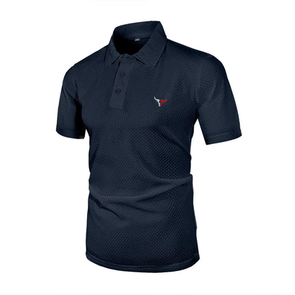 Men's Short Sleeve Summer T-Shirt with Ice Silk Lapel, Men's Top