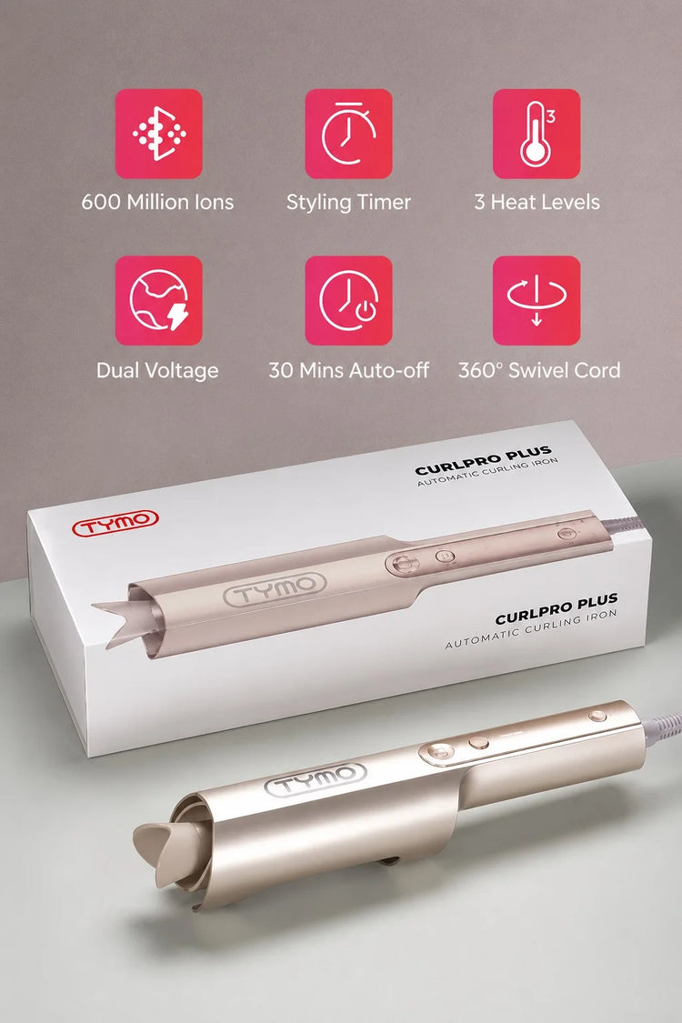 TYMO CURLPRO PLUS Auto Rotating Curling Iron Ceramic Curler, Anti-Scald, Anti-Tangle,32MM,600m Ion, Dual Voltage, for Women