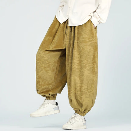 Pantaloni di velluto da uomo autunno inverno pantaloni larghi stampati casual da uomo stile giapponese Harun comodi pantaloni da jogging da uomo streetwear