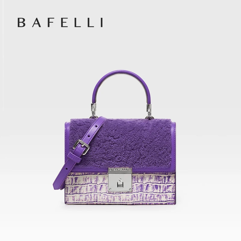 BAFELLI 2025 NUOVA BORSA DA DONNA MARCHIO DI Lusso K GOLD SERIES MODA VIOLA Borsa da sera Spalla Stile invernale Lana CASUALE