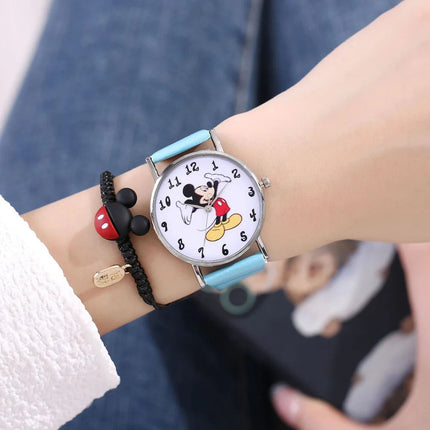 Nuovo set di braccialetti per orologi da donna Disney per bambini Confezione regalo Moda Topolino Orologi da cartone animato per bambini Bracciali da donna con scatola platinumshop