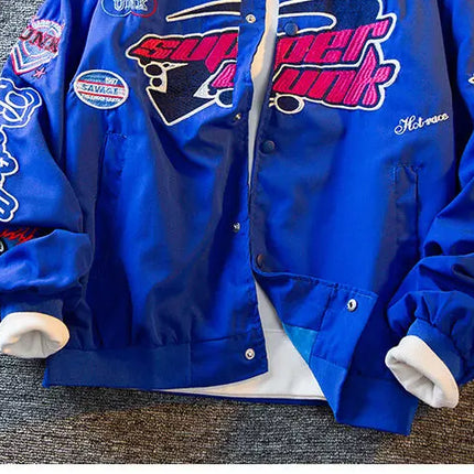 Men's Jacket High Street Vintage Retro Locomotive Baseball Uniform Spring Autumn Loose Single-breasted Embroidered Jackets