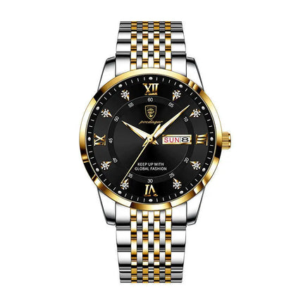 Orologio da uomo con doppio calendario, impermeabile, con luce notturna, edizione coreana, orologio alla moda, regalo di compleanno per uomo, sorpresa