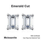 NeeTim 0.5CT 1CT 2CT Emerald Radiant Cut Moissanite Studs Earrings for Women Lab Diamond 925 Sterling Silver Earring Jewelry PlatiNum