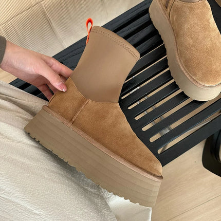 2026 New Winter Warm Wool Dipu Platform Thick Sole Height Increase Genuine Leather And Fur Snow Boots For Women