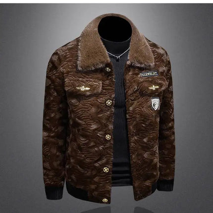 Winter Men Gold Mink Fur Thickened Sheepskin Water-Repellent One-Piece Collar Coat Mens Wool Trench Coat Manteau Homme Hiver