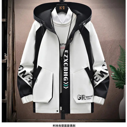 Spring Autumn Casual Men Sets Jacket + Pants Two Pieces Fashion Korean Trend Hooded Baseball Uniform Suit Man Outfit