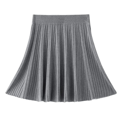 Women 100% Cashmere Skirt High Quality 2026 New Collection Knitwear Spring Winter Korean Popular Skirt Female Pleated Skirt PlatiNum