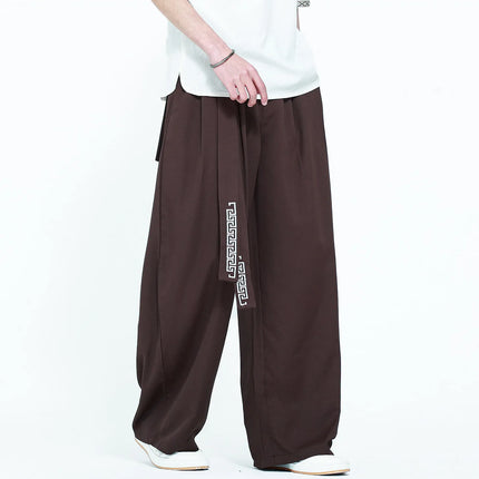 Pantaloni da uomo in stile giapponese con stampa Ukiyo-e, pantaloni comodi e alla moda, pantaloni larghi da uomo, pantaloni casual a gamba dritta da uomo