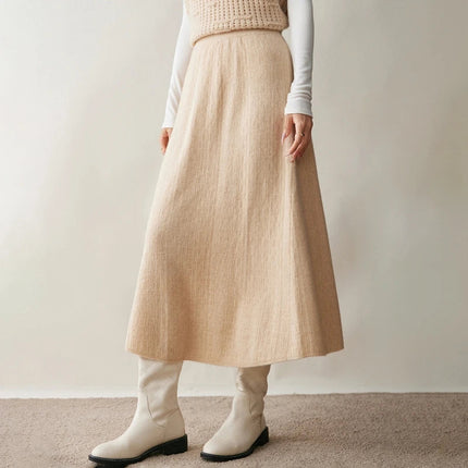 Choice New 100% Cashmere Skirt Women Long Skirt Autumn Winter Office Lady Soft Cashmere A Line Skirt Simple Grace Cashmere Dress PlatiNum