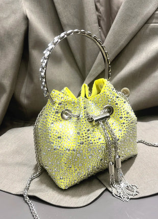 Handle Rhinestones Evening clutch Bag Purses and handbag luxury Designer shoulder bag Shiny Crystal Clutch purse bucket bag PlatiNum