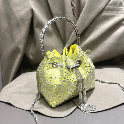 Handle Rhinestones Evening clutch Bag Purses and handbag luxury Designer shoulder bag Shiny Crystal Clutch purse bucket bag PlatiNum