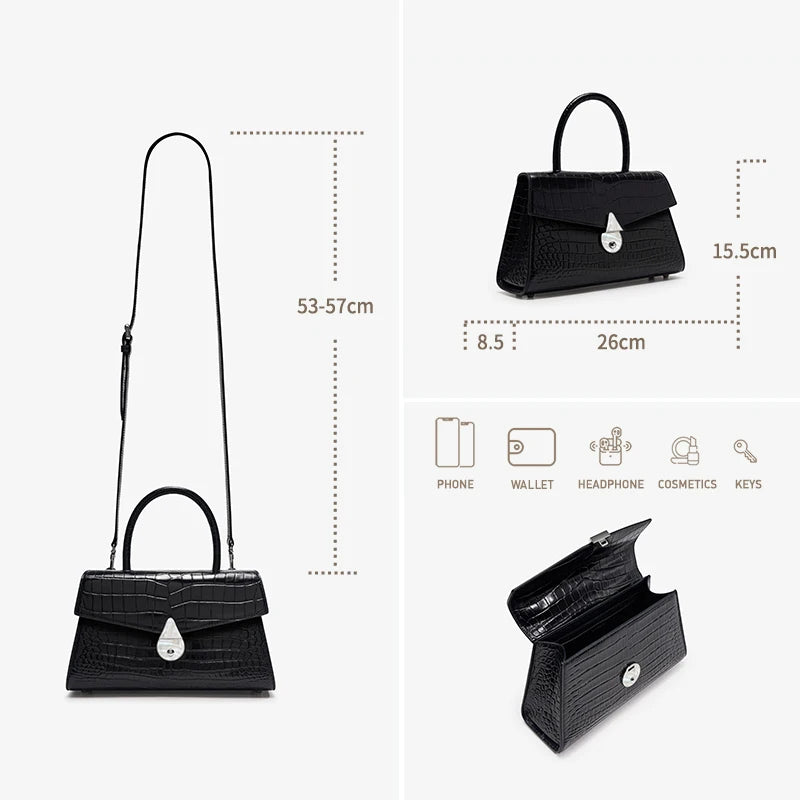 Borsa da donna di lusso in vera pelle Bafelli Borsa a tracolla modello coccodrillo e borsa a tracolla Borsa di design elegante e versatile