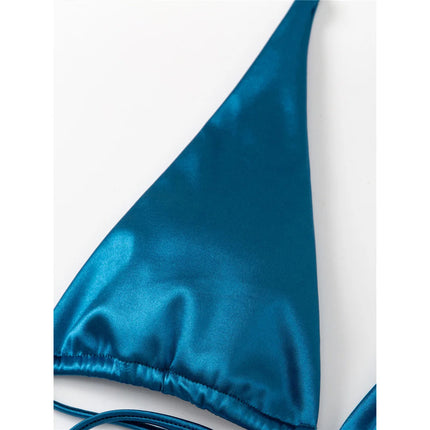 Sexy 13 colori Halter Satin Bikini brasiliano Donna Costumi da bagno Costume da bagno femminile Bikini a due pezzi Bagnante Costume da bagno Swim V4966 platinumshop