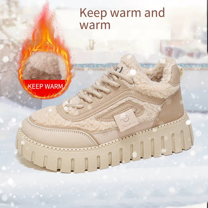 Women's Winter Short Boots 2026 New Style Warmth Sports Cotton Shoes Thickened Fleece Lined High-Top Snow Boots