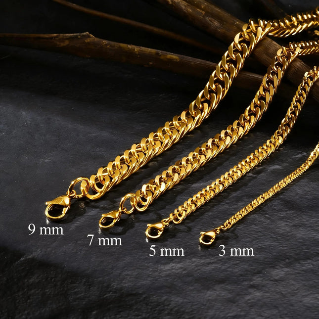 Chunky Miami Cuban Chain Necklaces for Men Women,Silver Color Stainless Steel Metal Chain Collar,Basic Classic Jewelry Gift PlatiNum