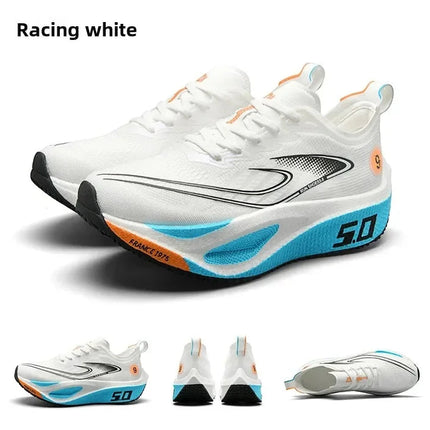 Unisex 2025 Full Carbon Plate Running Shoes Professional Marathon Racing Lightweight Bounce Cushion Breathable Sports Sneakers PlatiNum