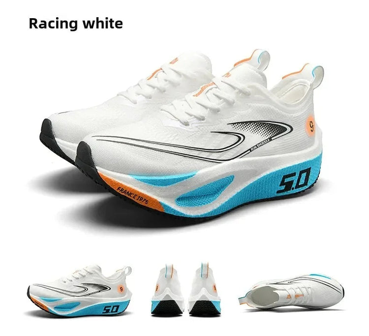 Unisex 2025 Full Carbon Plate Running Shoes Professional Marathon Racing Lightweight Bounce Cushion Breathable Sports Sneakers PlatiNum