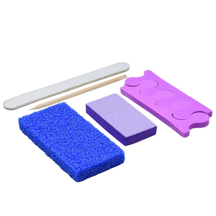 600 Sets/Carton Disposable Pedicure Sets 5Pcs Disposal Pedicura Kit With Cuticle Wood Stickfor Professional Nail Salon Tools