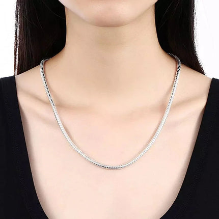 Fine 3MM Catena in osso di serpente Braccialetti in argento sterling 925 Collana Set di gioielli per uomo Donna Marchi di moda Regali di nozze per feste platinumshop
