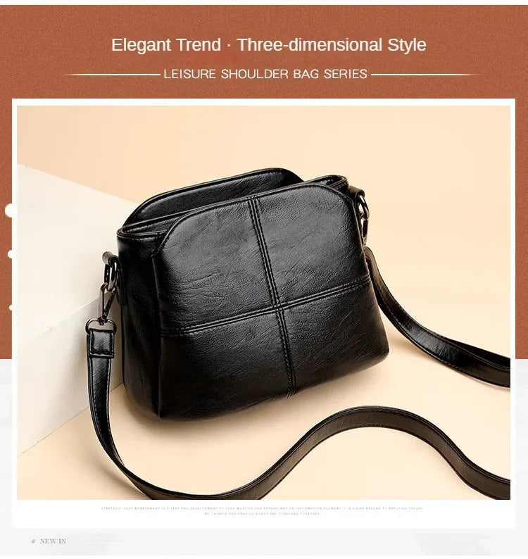 Women's Bags Retro Design Crossbody Bag Trend Quality PU Leather Bucket Shoulder Bags Small Handbags for Women PlatiNum