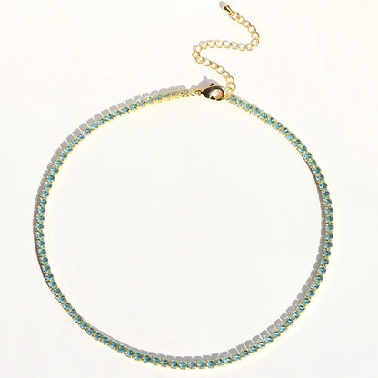 Lusso AAA + 3mm CZ 1 fila lucida catena da tennis collana HipHop ghiacciato Bling zircone cubico girocollo gioielli placcati in oro per le donne