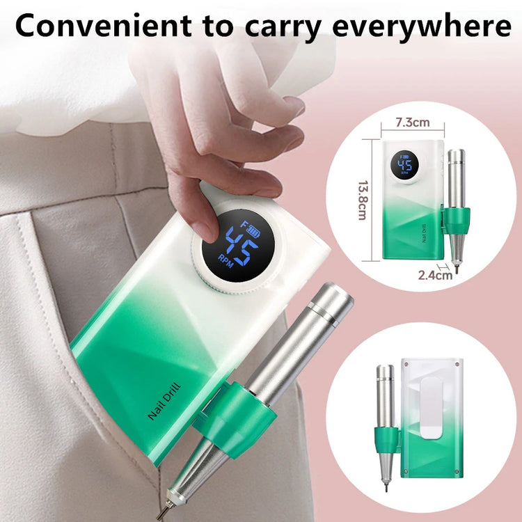 Cordless Professional Nail Drill Kit, 45000RPM Electric Nail Efile with LCD Display, Built-in 45 Ideal Holiday Gift