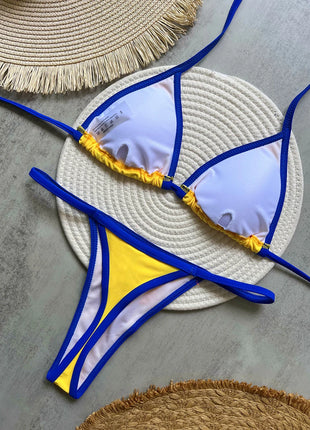 Nuovo Bikini Donna 2026 con Stampa Divisa, Costume da Bagno Moda G-string Push-up per Vacanze al Mare, Abbigliamento da Spiaggia Thong