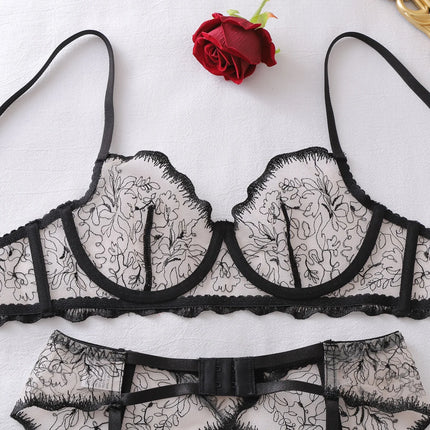 Tornova Erotic Lingerie High-quality Complex Craftsmanship See-through Embroidery Shaping Slim Women Sexy Lingerie Split Hot Set