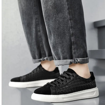 Sneakers Premium Breathable Woven Black Casual Shoes for Men Lightweight Comfortable Daily Walking Outdoor Footwear