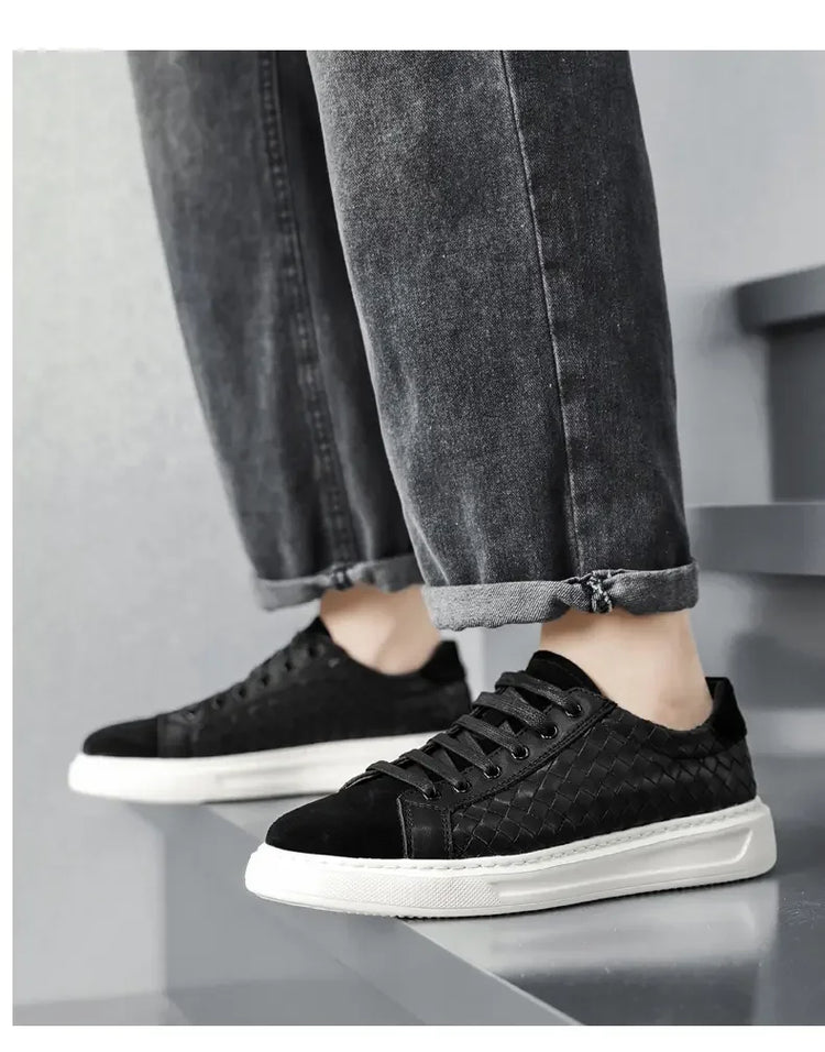 Sneakers Premium Breathable Woven Black Casual Shoes for Men Lightweight Comfortable Daily Walking Outdoor Footwear