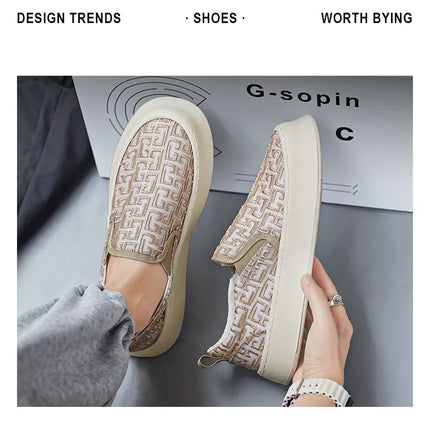 2025 Autumn New Fashion Shallow Mouth Casual Canvas Shoes for Men Breathable Comfortable Niche Design Versatile Chunky Sneakers