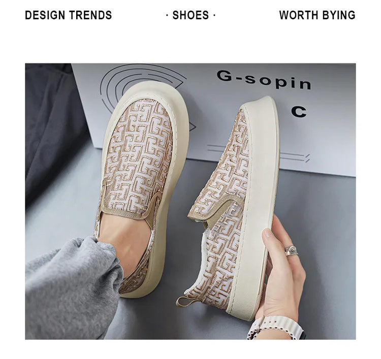 2025 Autumn New Fashion Shallow Mouth Casual Canvas Shoes for Men Breathable Comfortable Niche Design Versatile Chunky Sneakers