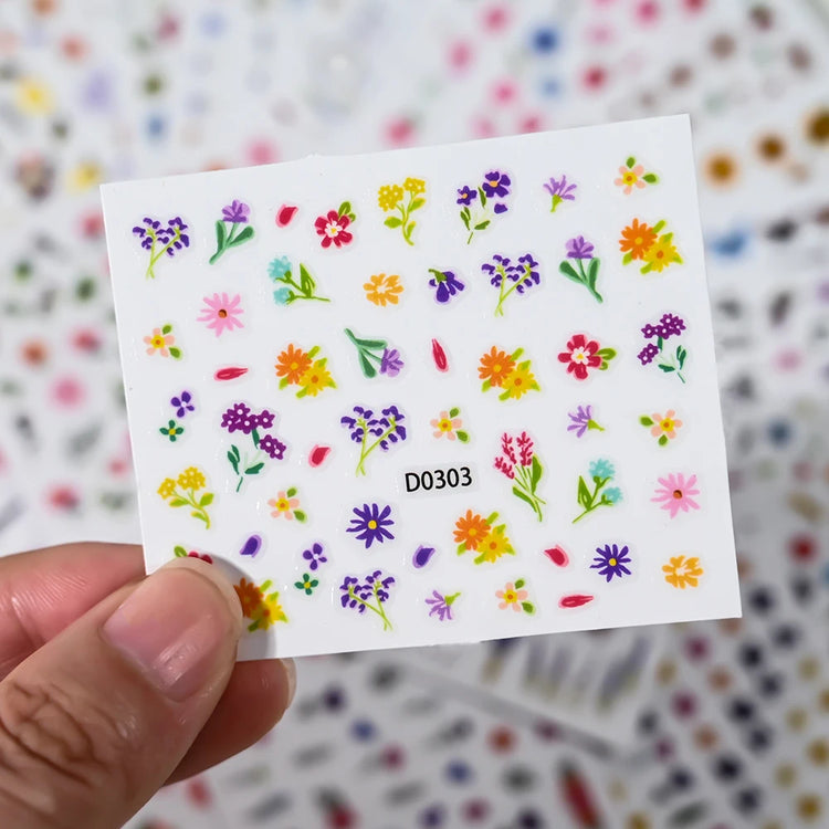 30sheets White Flower Nail Art Stickers 3D Rhinestones Floral Nail Decals 5.5*6.5cm Self Adhesive White Flower Nail Decorations
