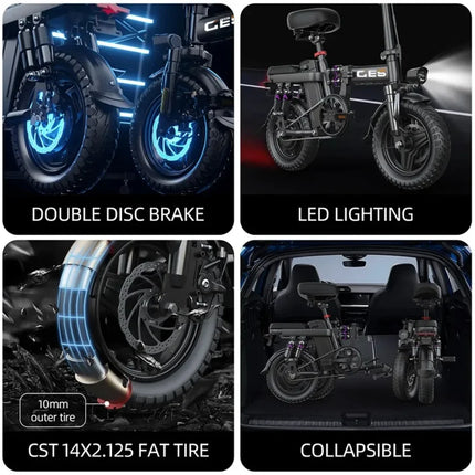 TOOFLY GE5 Folding Electric Bicycle 250W Motor 48V15AH Removable Lithium Battery Electric Bike for Adults City Riding Commuting Ebike