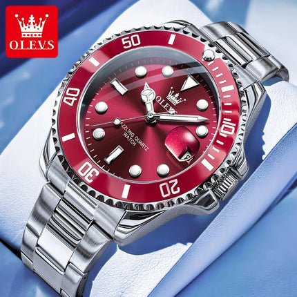 OLEVS 5885 Orologio da uomo Orologio al quarzo impermeabile di marca originale Cinturino in acciaio inossidabile Data automatica Orologi da regalo da uomo per uomo platinumshop