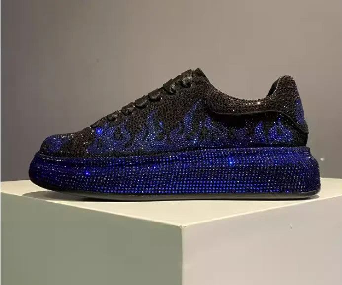 Luxury New Men Rhinestone Lace Up All Match Brand Shoes Causal Flats Loafers Sports Walking Sneakers Zapatos Hombre Vest