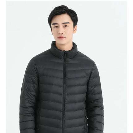 90 White Duck Down Men's Light and Warm Down Jacket with a Stand-Up Collar, Fashionable and Versatile Autumn and Winter Coat