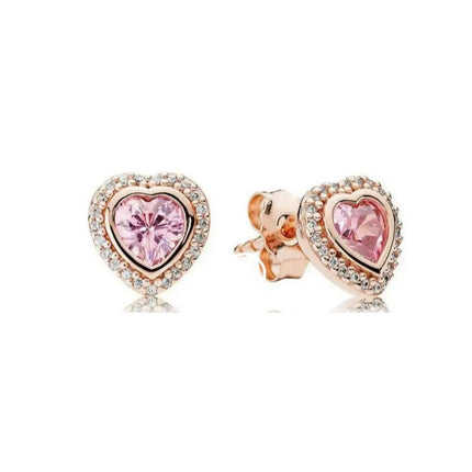 2025 Orecchini originali in pietra a forma di cuore bianco rosa, blu, rosso, verde, orecchino di perla con fiocco di neve, gioielli in argento s925 con fascino femminile platinumshop