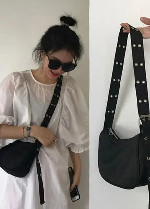 Women Armpit Bag New Nylon Bucket Fashion Solid Zipper SOFT Shoulder Bag Purses and Handbags Luxury Designer Black Tote Bag PlatiNum