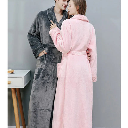 Donna Autunno e Inverno Caldo Lungo Velluto Corallo Spessore Coppia Accappatoi Da Bagno Uomo Donna Pigiama Doccia Accappatoio Asciugamani Da Bagno Per Adulti
